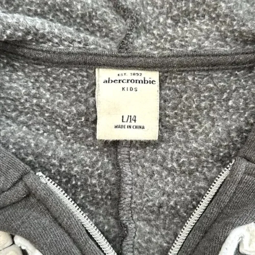Abercrombie Kids Gray Zip Hoodie Girls L 14 Fitch 5th Ave School Sweatshirt